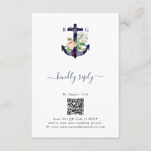 いかり植物性フローラ航海のサマー結婚ズ エンクロージャーカード (正面)