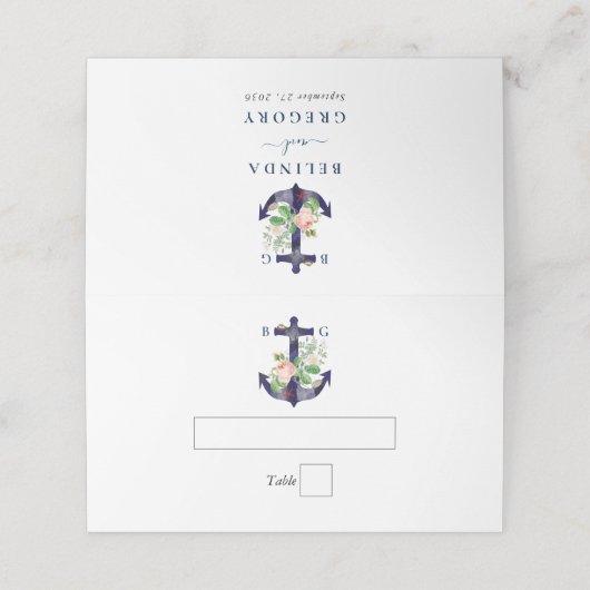 いかり植物性フローラ航海のサマー結婚ズ プレイスカード (外部開封)