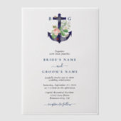 いかり植物性フローラ航海のサマー結婚ズ ベラム紙招待状 (正面)