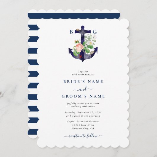 いかり植物性フローラ航海のサマー結婚ズ 招待状 (正面/裏面)