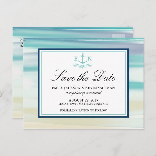 いかり水カラー海保存日付 案内ポストカード (正面/裏面)