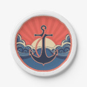 いかり波パターン ペーパープレート (正面)