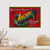 いかり洋ナシCrate LabelYakima, WA ポスター (キッチン)