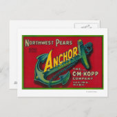いかり洋ナシCrate LabelYakima, WA ポストカード (正面/裏面)