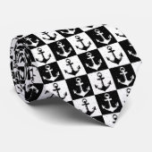 いかり白黒市松模様にブロックパターン ネクタイ (ロール)