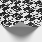 いかり白黒市松模様にブロックパターン ラッピングペーパー (角)