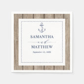 いかり素朴ウッド航海のネイビー結婚ズ スタンダードカクテルナプキン (正面)