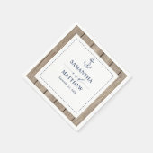 いかり素朴ウッド航海のネイビー結婚ズ スタンダードカクテルナプキン (角)