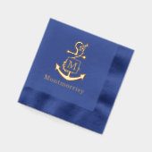 いかり結びロープイニシャル名モノグラム 箔ナプキン (左)