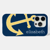 いかり航海のとネイビーイエローシェブロンのパターン Case-Mate iPhoneケース (裏面 (横))