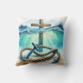いかり航海のと海水の中の十字架 クッション (裏面)
