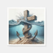 いかり航海のと海水の中の十字架 スタンダードカクテルナプキン (正面)