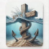 いかり航海のと海水の中の十字架 マウスパッド (正面)