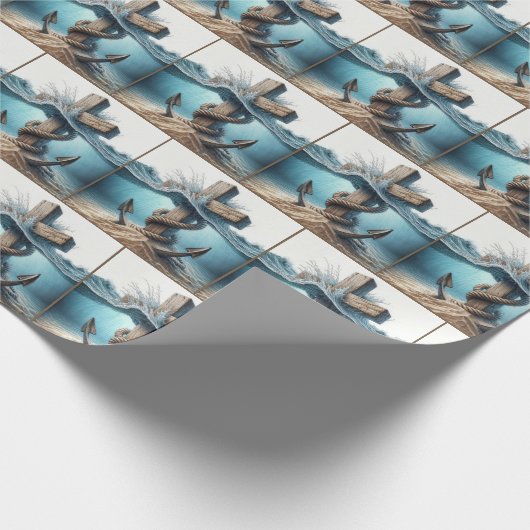 いかり航海のと海水の中の十字架 ラッピングペーパー (角)