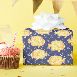 いかり航海のと熱帯魚の模様 ラッピングペーパー