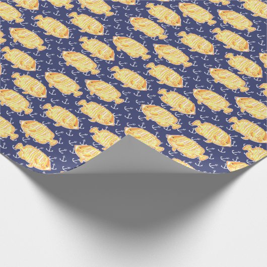 いかり航海のと熱帯魚の模様 ラッピングペーパー (角)