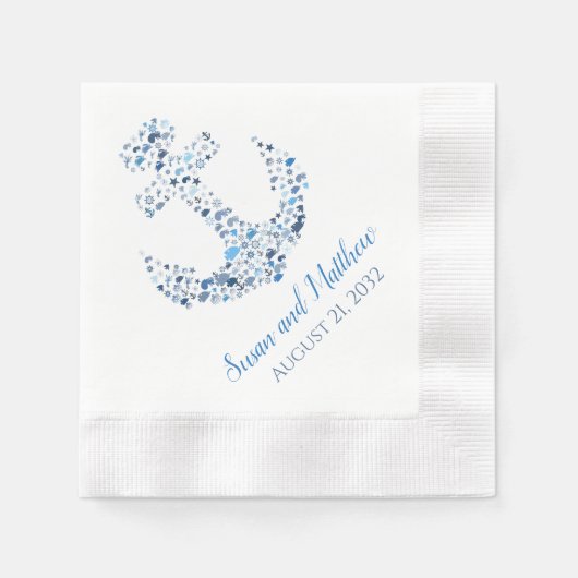 いかり航海のと魚のカスタムウェディングナプキン 縁ありカクテルナプキン (正面)