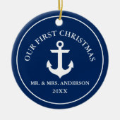 いかり航海のアー初めてのクリスマスブルー セラミックオーナメント (正面)