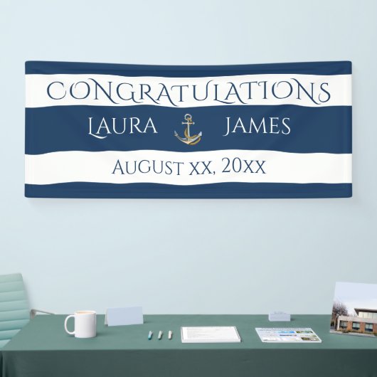 いかり航海のウェディングレセプションおめでとう 横断幕 (トレードショー)