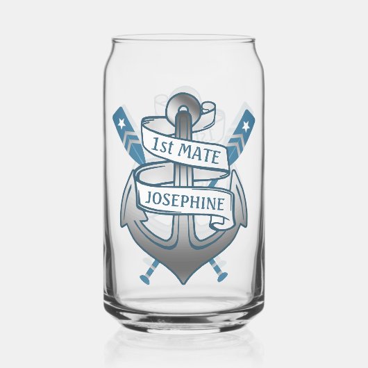 いかり航海のオール1番目のメイトパーソナライズされた名 ガラス缶 (裏面)