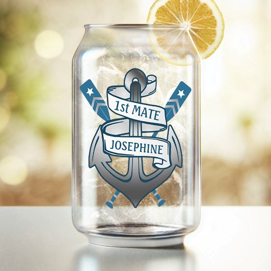 いかり航海のオール1番目のメイトパーソナライズされた名 ガラス缶
