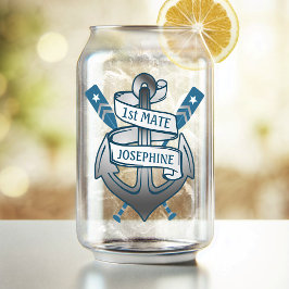 いかり航海のオール1番目のメイトパーソナライズされた名 ガラス缶