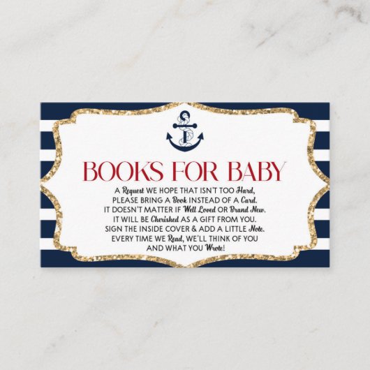 いかり航海のカード用ベビー赤ちゃんシャワーブック エンクロージャーカード (正面)