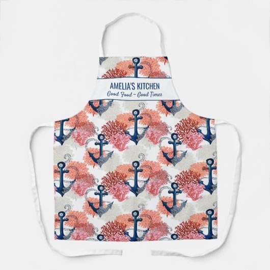 いかり航海のコーストシーコーラルカスタムシェフネーム エプロン (正面)