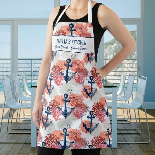 いかり航海のコーストシーコーラルカスタムシェフネーム エプロン