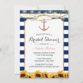 いかり航海のサンフラワーネイビーブルーブライダルシャワー 招待状 (正面)