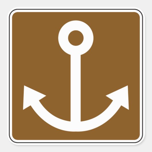 いかり航海のシンボルブラウンマリーナサイン スクエアシール (正面)