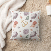 いかり航海のシーシェル&スターフィッシュピンク薄紫 クッション (ブランケット)