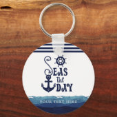 いかり航海のシーズザデイネイビーパーソナライズされた キーホルダー (正面)