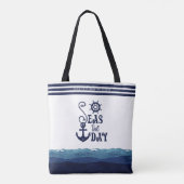 いかり航海のシーズザデイネイビービーパーソナライズされたア トートバッグ (裏面)