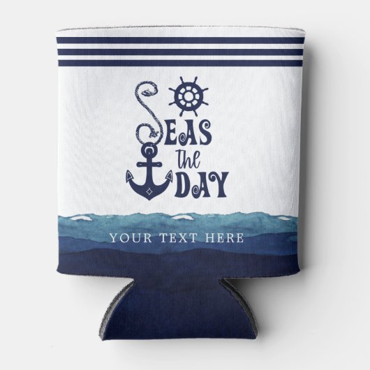 いかり航海のシーズザデイパーソナライズされた 缶クーラー (正面)