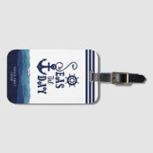 いかり航海のシーズザデイ水彩波ネイビー ラゲッジタグ (正面横)