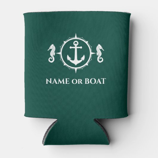 いかり航海のシーホースあなたの名前またはボートシー 缶クーラー (正面)
