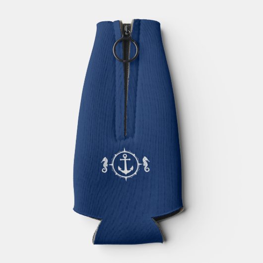 いかり航海のシーホースあなたの名前またはボート海軍 ボトルクーラー (裏面)