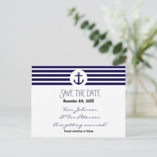 いかり航海のストライプのポストカード日付の保存 案内ポストカード (スタンド正面)