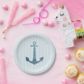 いかり航海のストライプビーチパーティープレート ペーパープレート (パーティー)