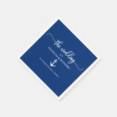 いかり航海のズ結婚ネイビーブルーとホワイト スタンダードカクテルナプキン (角)
