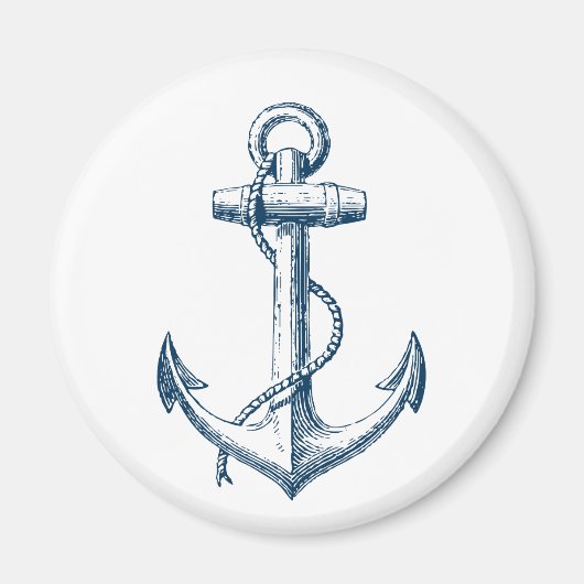 いかり航海のデコール磁石ギフトネイビーブルーホワイト マグネット (正面)