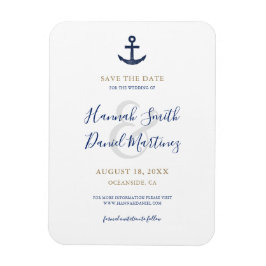 いかり航海のネイビーボートウェディング日付を保存 マグネット