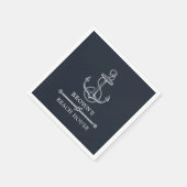 いかり航海のビーチまたはレイクハウスファミリー名 スタンダードカクテルナプキン (角)