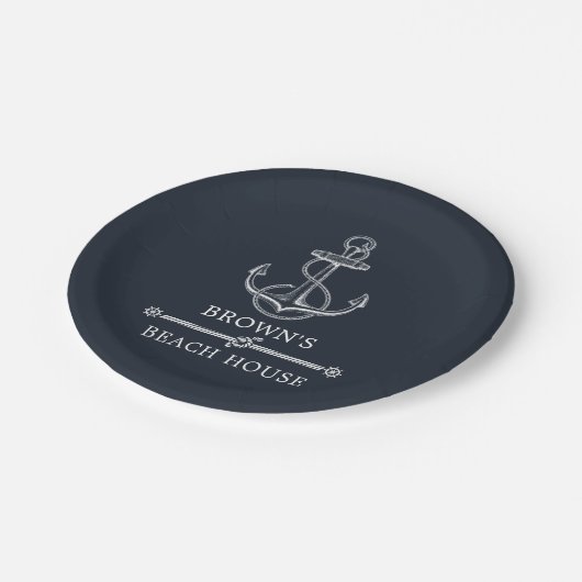 いかり航海のビーチまたはレイクハウスファミリー名 ペーパープレート (アングル)