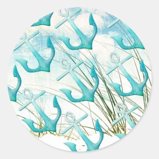 いかり航海のビーチ海シーサイドコーストテーマ ラウンドシール (正面)