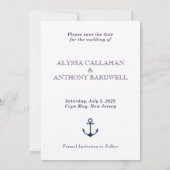 いかり航海のビーチ結婚式の写真日付を保存 セーブザデート (裏面)