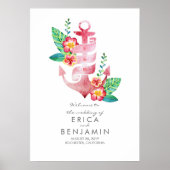 いかり航海のビーチ結婚式ウェルカムサイン ポスター (正面)