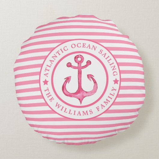 いかり航海のピンストライプのク枕 ラウンドクッション (裏面)
