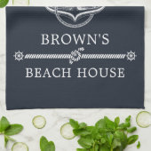 いかり航海のファミリーネームビーチまたはレイクハウス キッチンタオル (折り畳み)